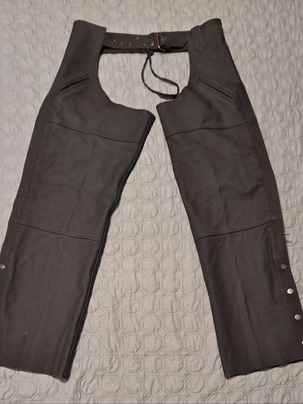 Street & Steel Mens Black Leather Riding Chaps Pants Size L